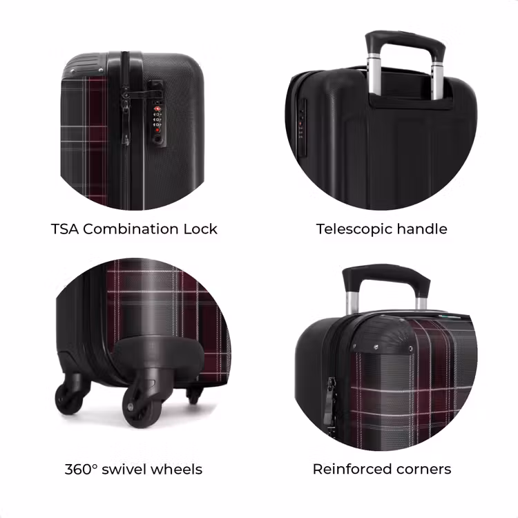 Suitcase - Classic checkered pattern in gray and red — 7