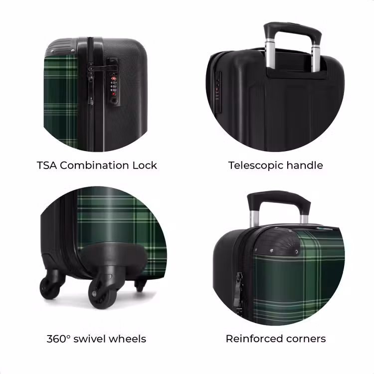 Suitcase - Classic checkered pattern in shades of green — 7