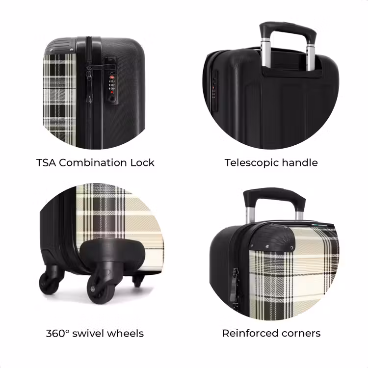 Suitcase - Classic plaid pattern in beige — 7