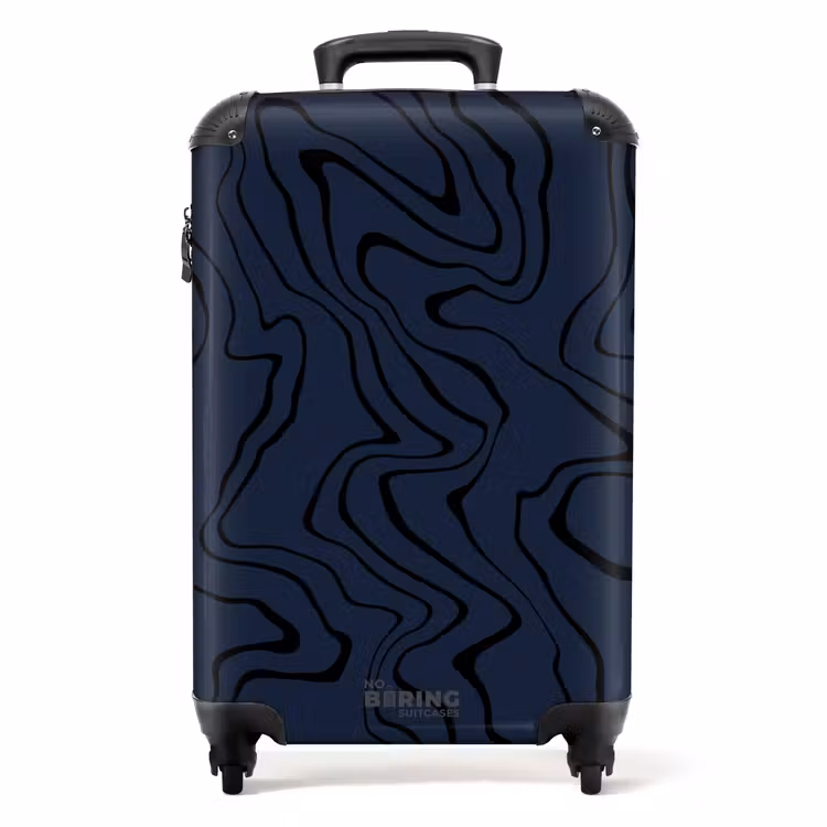 Suitcase - Dark blue background with abstract black lines — 1