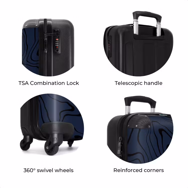 Suitcase - Dark blue background with abstract black lines — 7