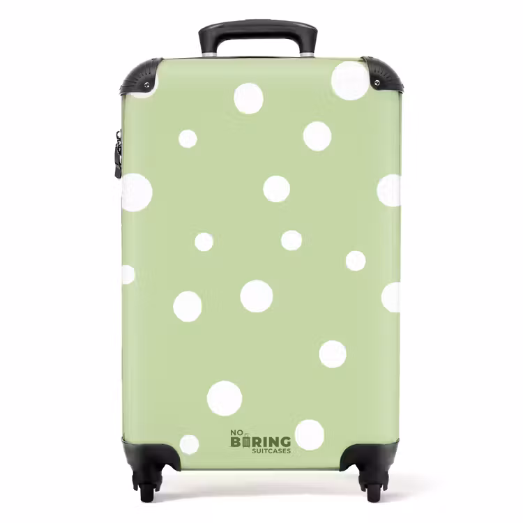 Suitcase - Green background with white dots — 1