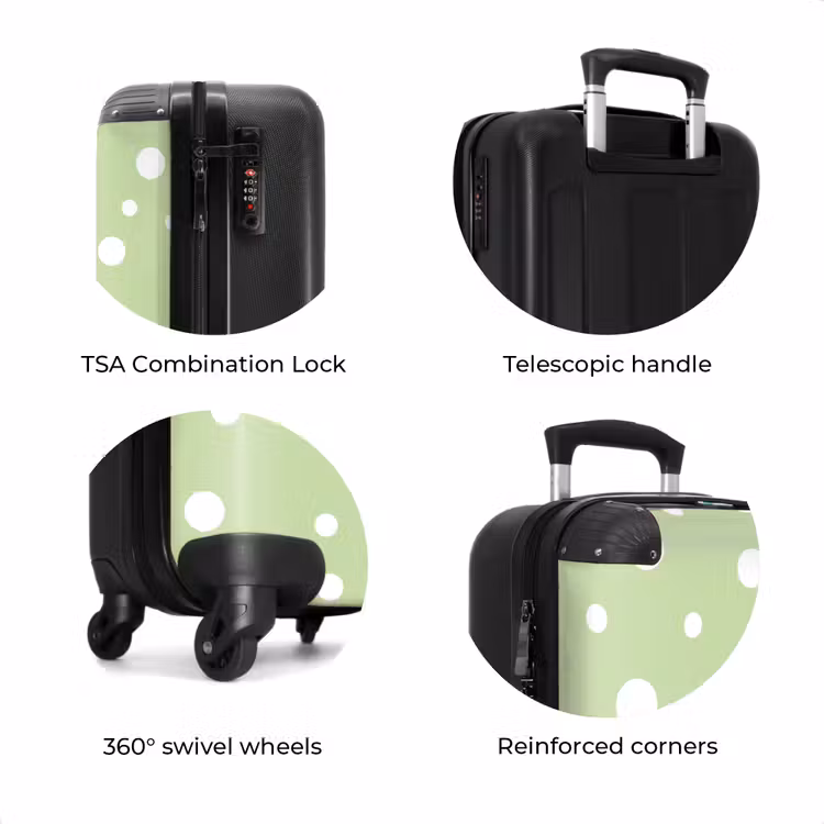 Suitcase - Green background with white dots — 7