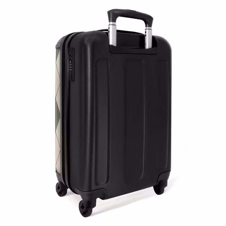 Suitcase - Green with beige plaid pattern — 3