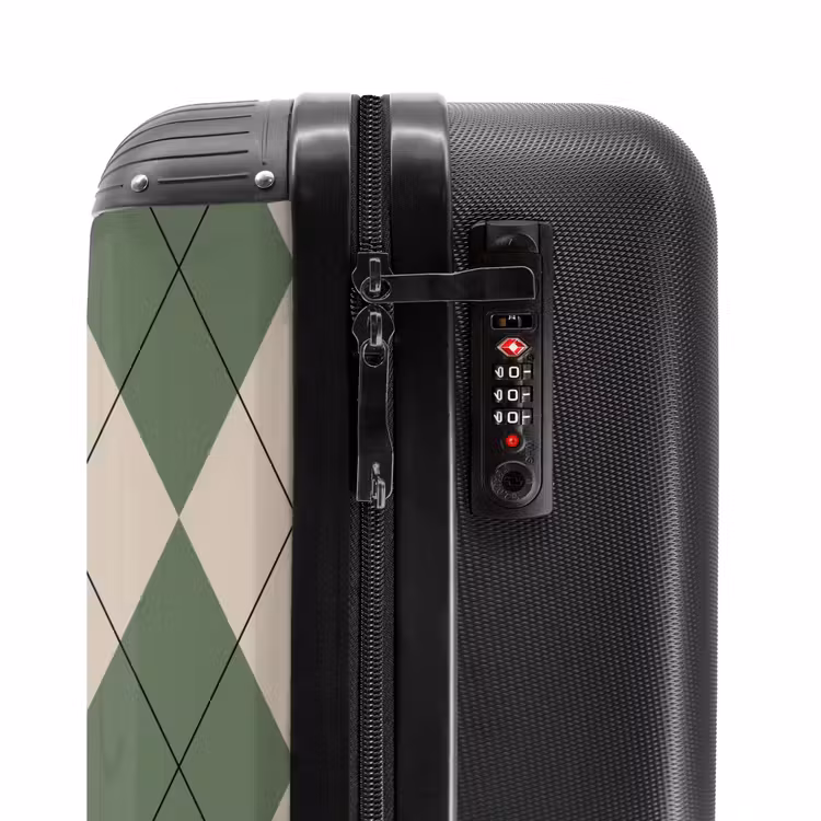 Suitcase - Green with beige plaid pattern — 5