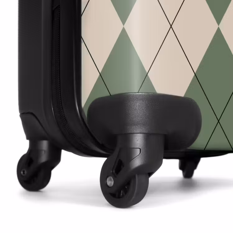 Suitcase - Green with beige plaid pattern — 6