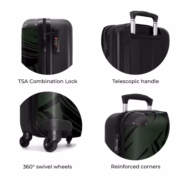 Suitcase - Large leaves in black with dark green — 7