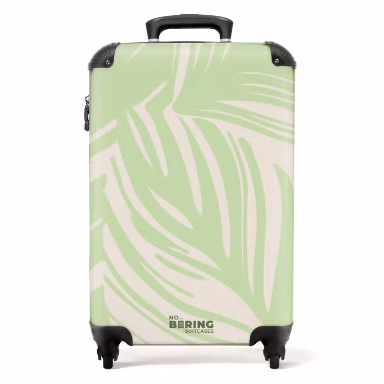Suitcase - Large leaves in light green with beige — 1