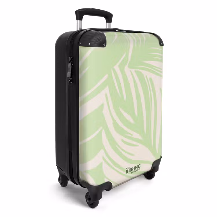Suitcase - Large leaves in light green with beige — 2