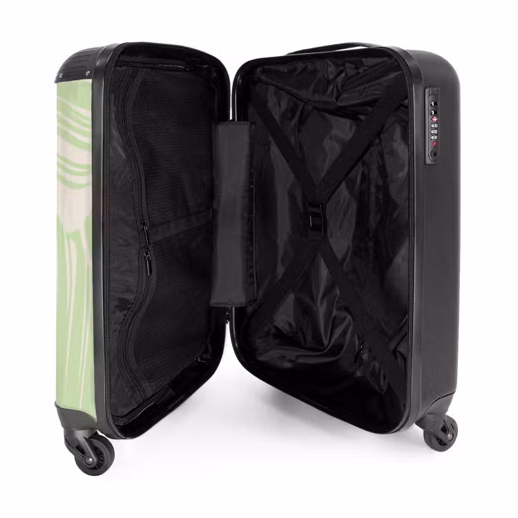 Suitcase - Large leaves in light green with beige — 4
