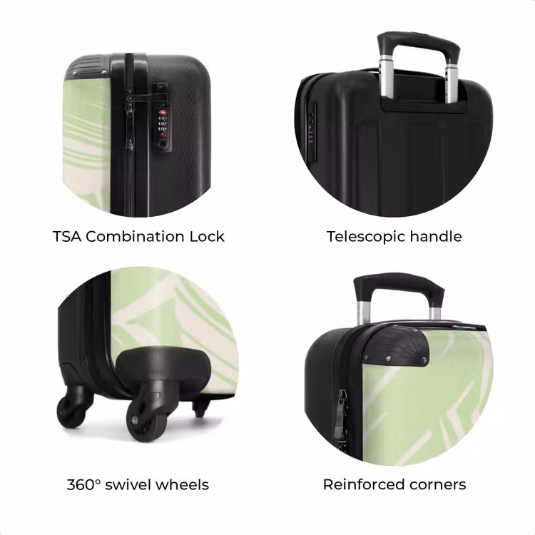 Suitcase - Large leaves in light green with beige — 7