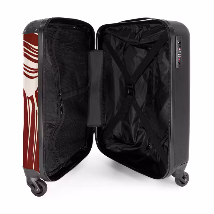 Suitcase - Large leaves in red with beige — 4