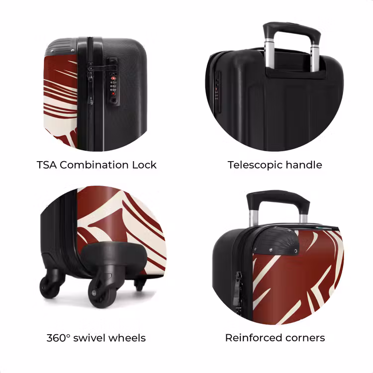 Suitcase - Large leaves in red with beige — 7