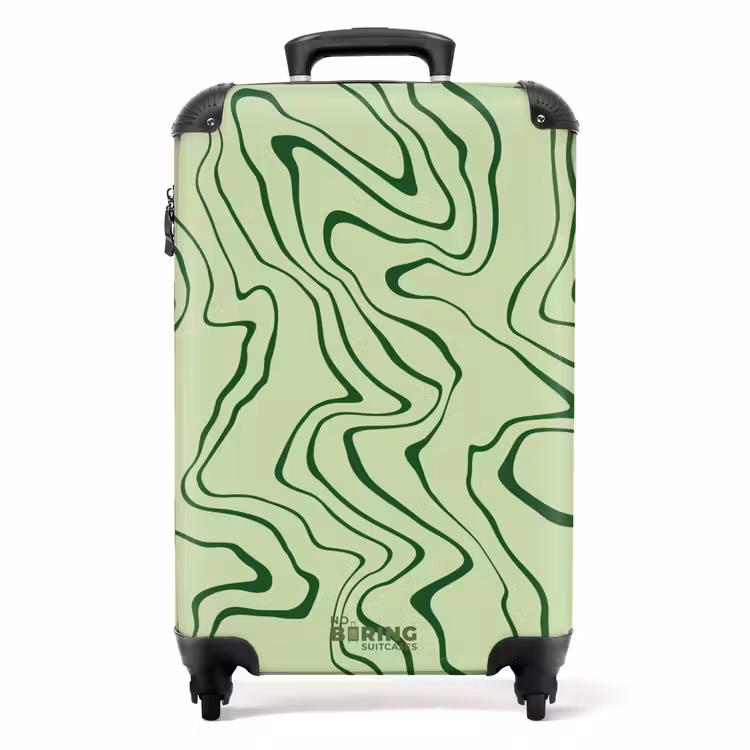 Suitcase - Light green background with abstract dark green lines — 1