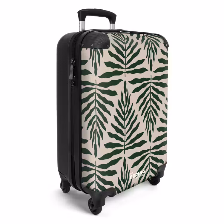 Suitcase - Pattern of leaves in beige with dark green — 2
