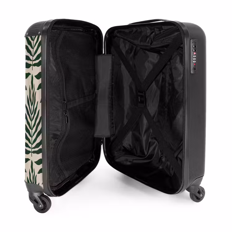 Suitcase - Pattern of leaves in beige with dark green — 4