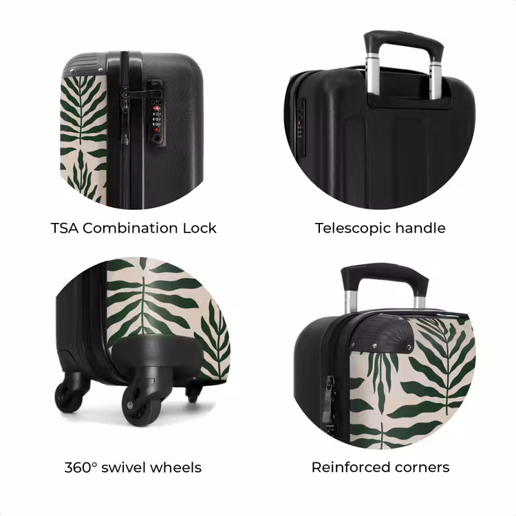 Suitcase - Pattern of leaves in beige with dark green — 7