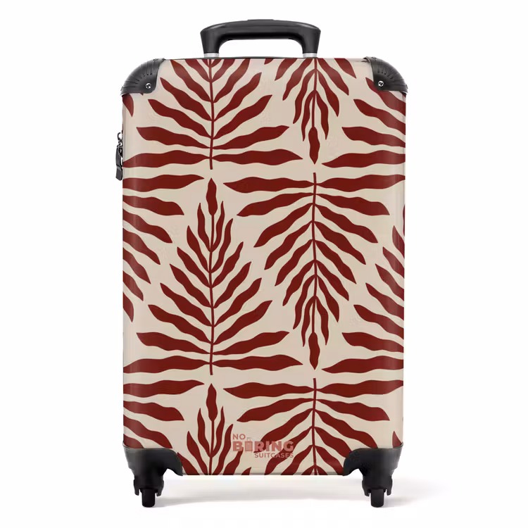 Suitcase - Pattern of leaves in beige with red — 1