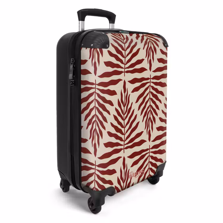 Suitcase - Pattern of leaves in beige with red — 2