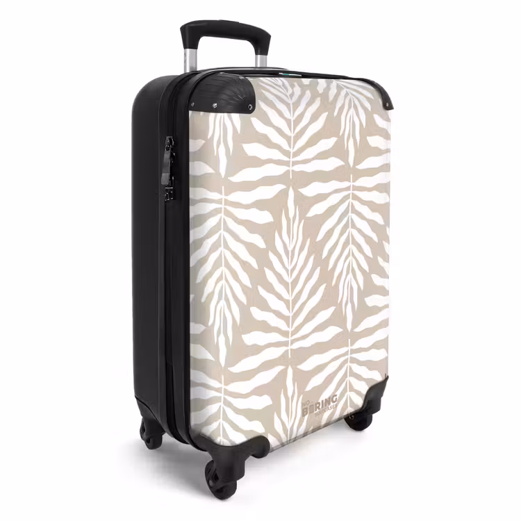 Suitcase - Pattern of leaves in beige with white — 2