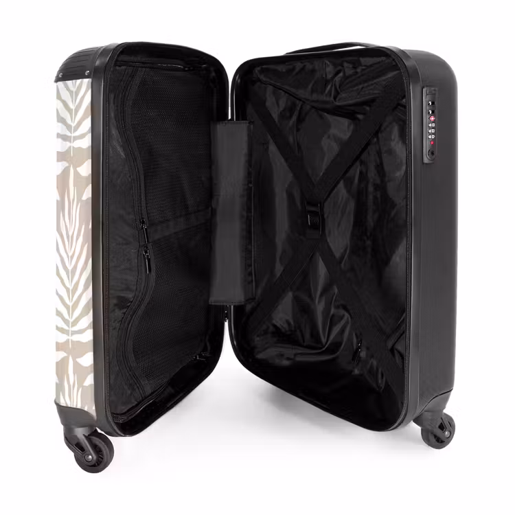Suitcase - Pattern of leaves in beige with white — 4