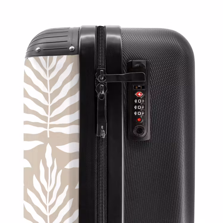 Suitcase - Pattern of leaves in beige with white — 5
