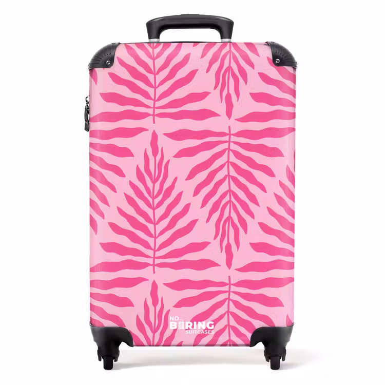 Suitcase - Pattern of leaves in light and dark pink — 1