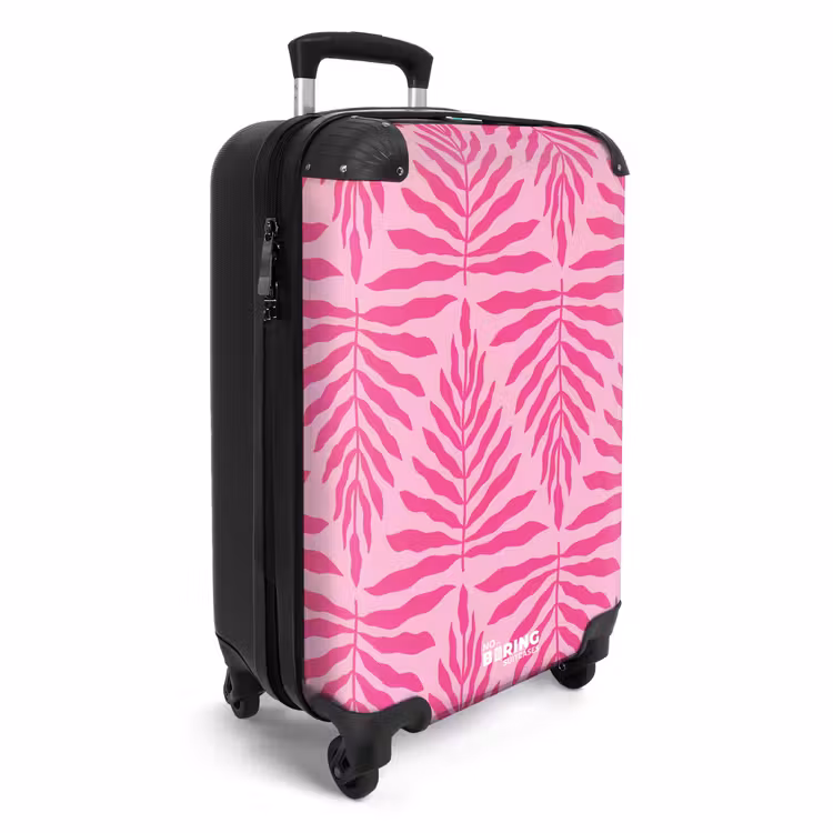 Suitcase - Pattern of leaves in light and dark pink — 2