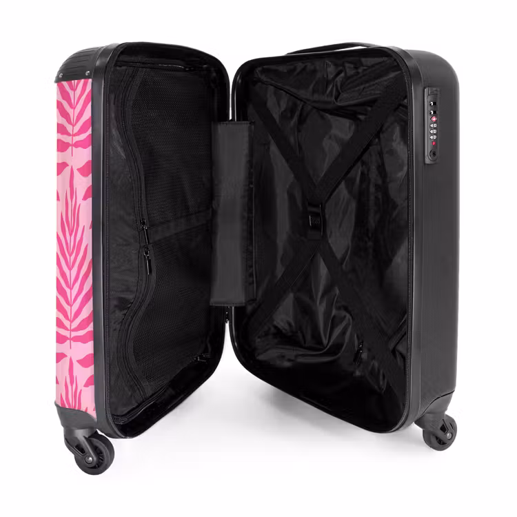 Suitcase - Pattern of leaves in light and dark pink — 4
