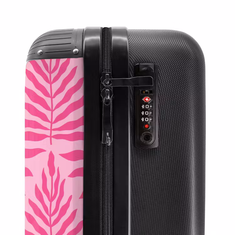 Suitcase - Pattern of leaves in light and dark pink — 5