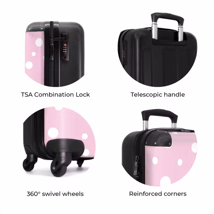 Suitcase - Pink background with white dots — 7