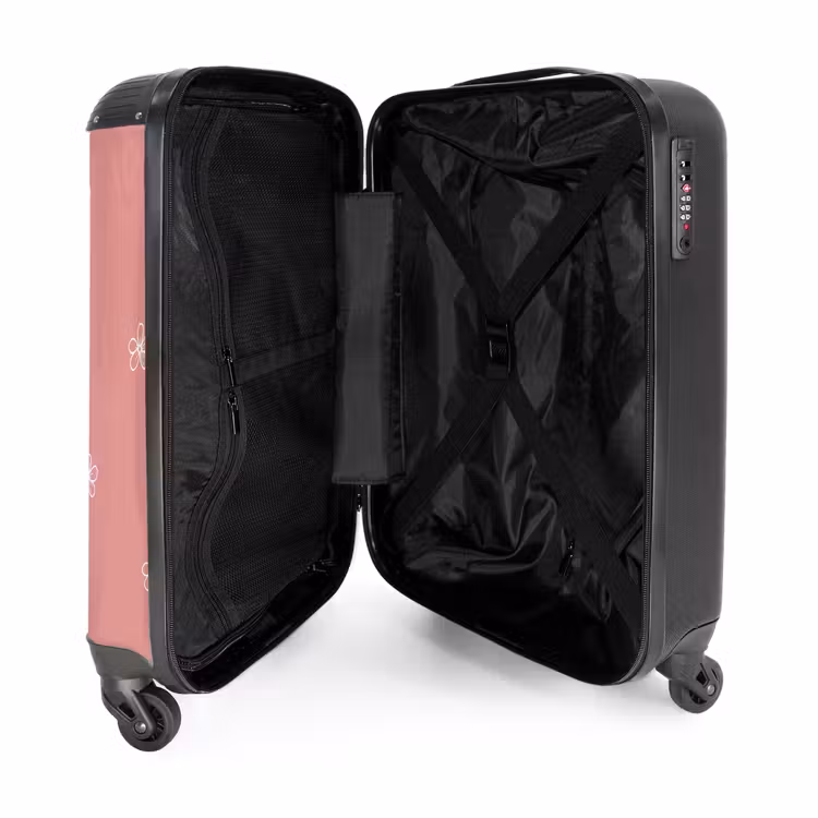 Suitcase - Pink background with white flowers — 4