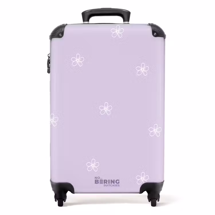 Suitcase - Purple background with white flowers — 1