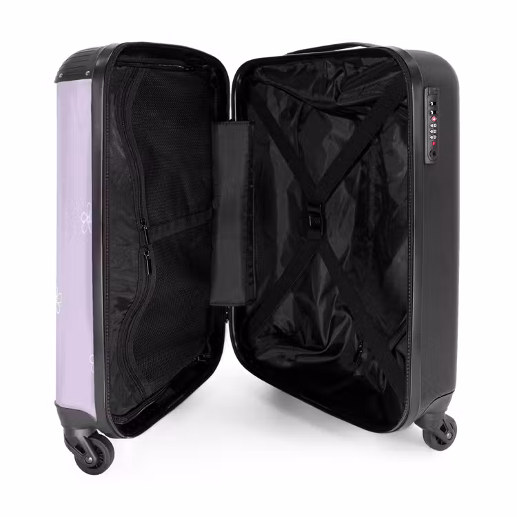 Suitcase - Purple background with white flowers — 4
