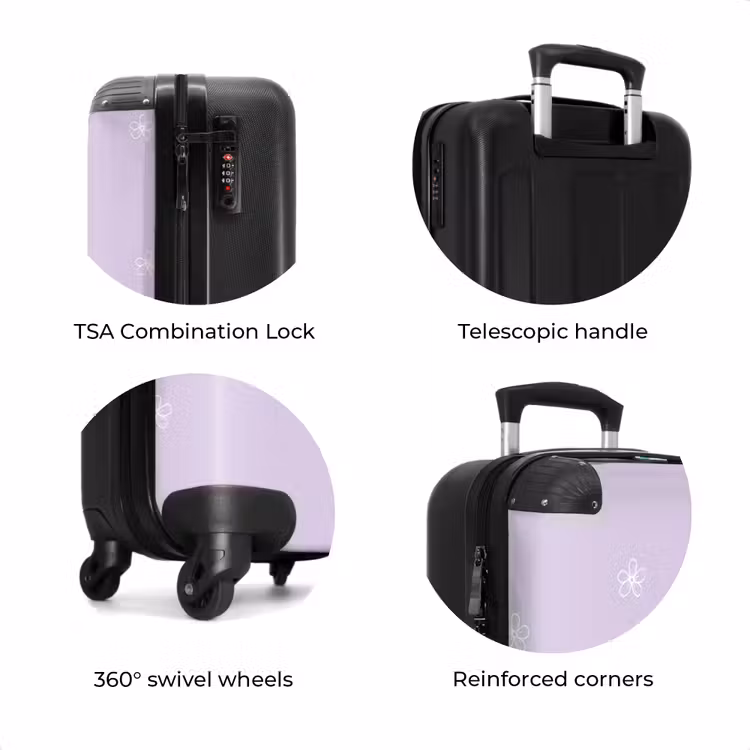 Suitcase - Purple background with white flowers — 7