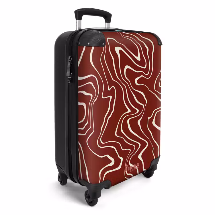 Suitcase - Red background with abstract beige lines — 2