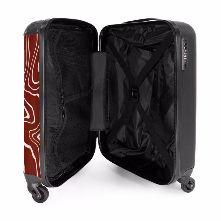 Suitcase - Red background with abstract beige lines — 4