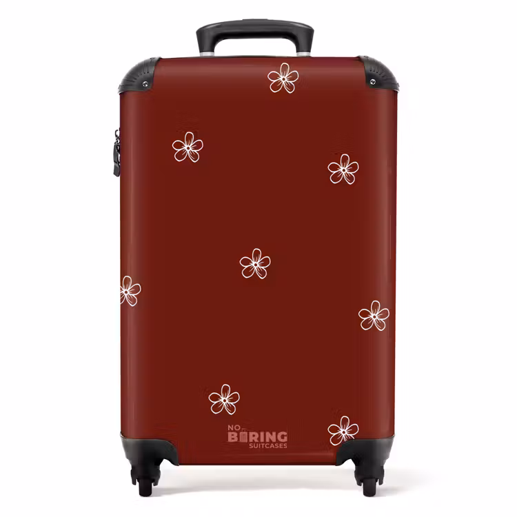 Suitcase - Red background with white flowers — 1