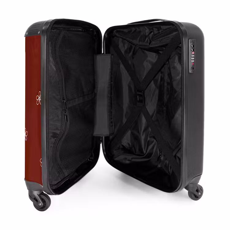 Suitcase - Red background with white flowers — 4