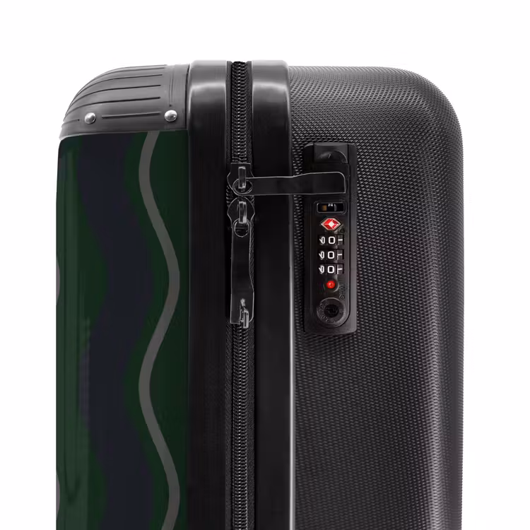 Suitcase - Wavy stripes in green with gray — 5