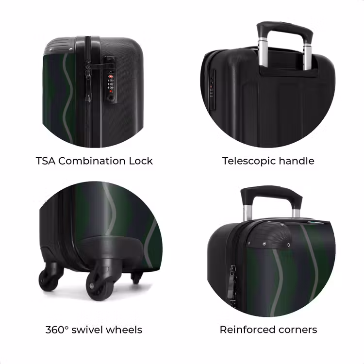 Suitcase - Wavy stripes in green with gray — 7