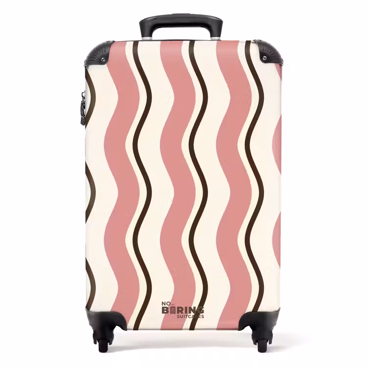 Suitcase - Wavy stripes in pink and brown — 1