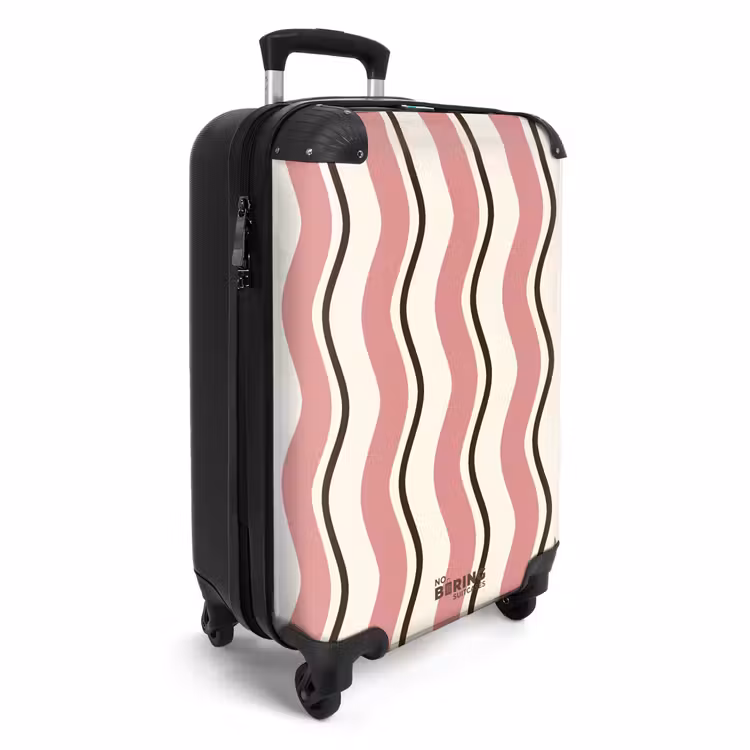 Suitcase - Wavy stripes in pink and brown — 2