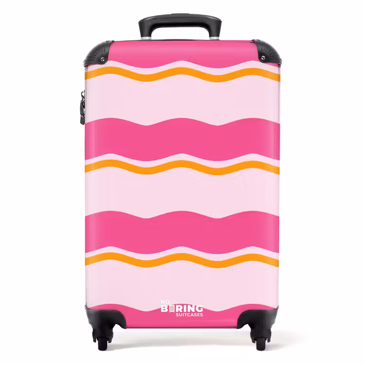 Suitcase - Wavy stripes in pink and orange — 1