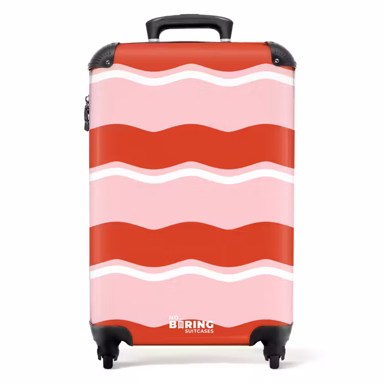 Suitcase - Wavy stripes in red and pink — 1