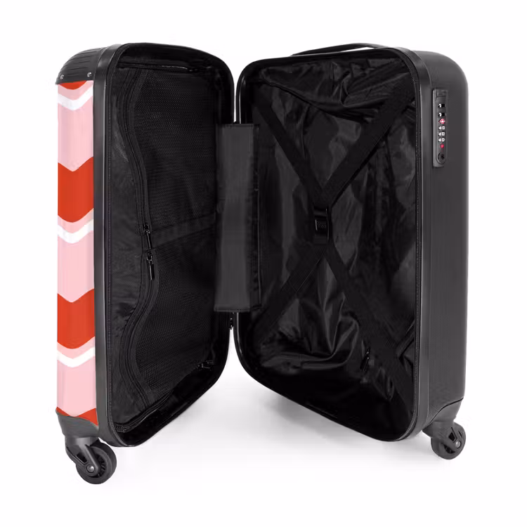 Suitcase - Wavy stripes in red and pink — 4