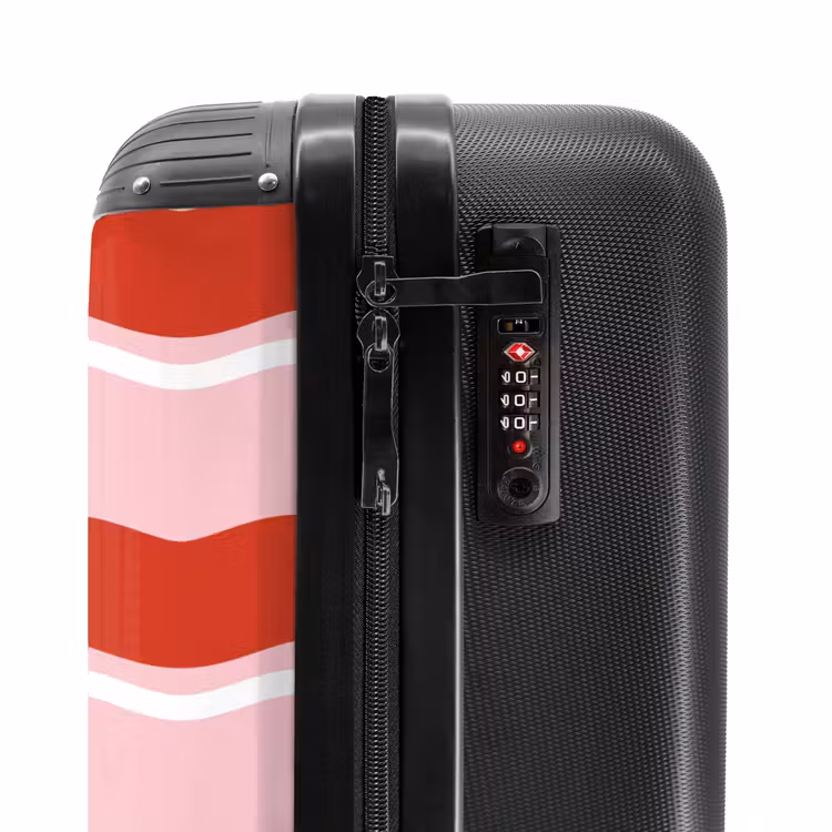 Suitcase - Wavy stripes in red and pink — 5