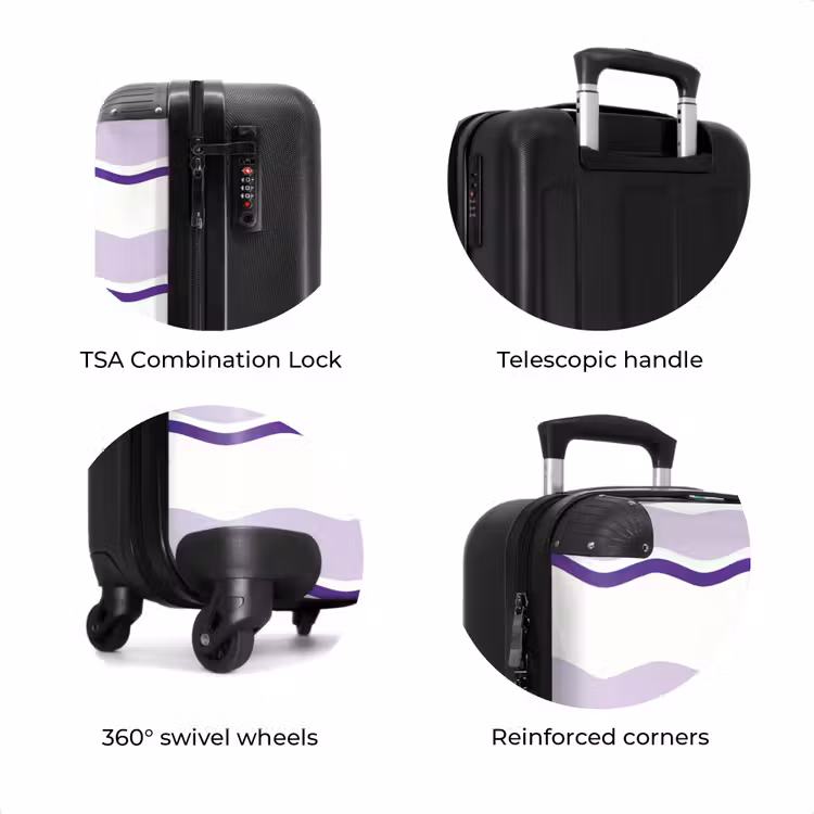 Suitcase - Wavy stripes in shades of purple — 7