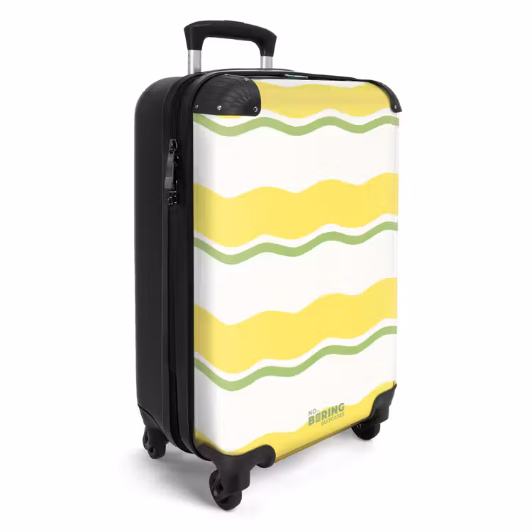 Suitcase - Wavy stripes in yellow with green — 2