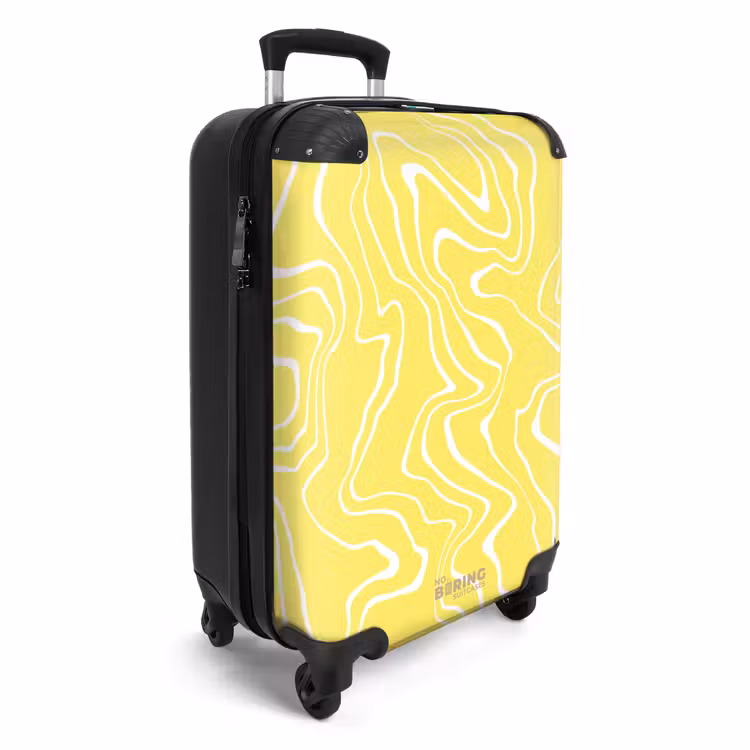 Suitcase - Yellow background with abstract white lines — 2